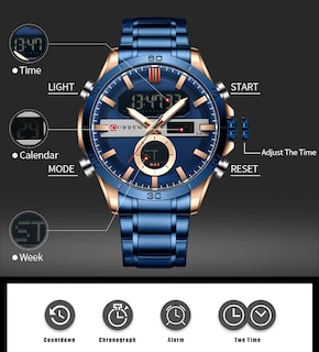 Foto 6 | Venta Internacional - Reloj Electrónico De Cuarzo Matkasur De Doble Movimiento Para Hombre, 48 Mm