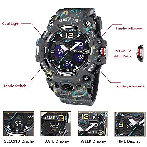 Foto 6 pulgar | Venta Internacional - Reloj Smael Con Alarma Led Impermeable Para Hombre, Militar Y Exterior