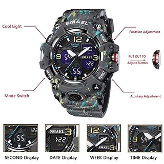 Foto 5 | Venta Internacional - Reloj Smael Con Alarma Led Impermeable Para Hombre, Militar Y Exterior