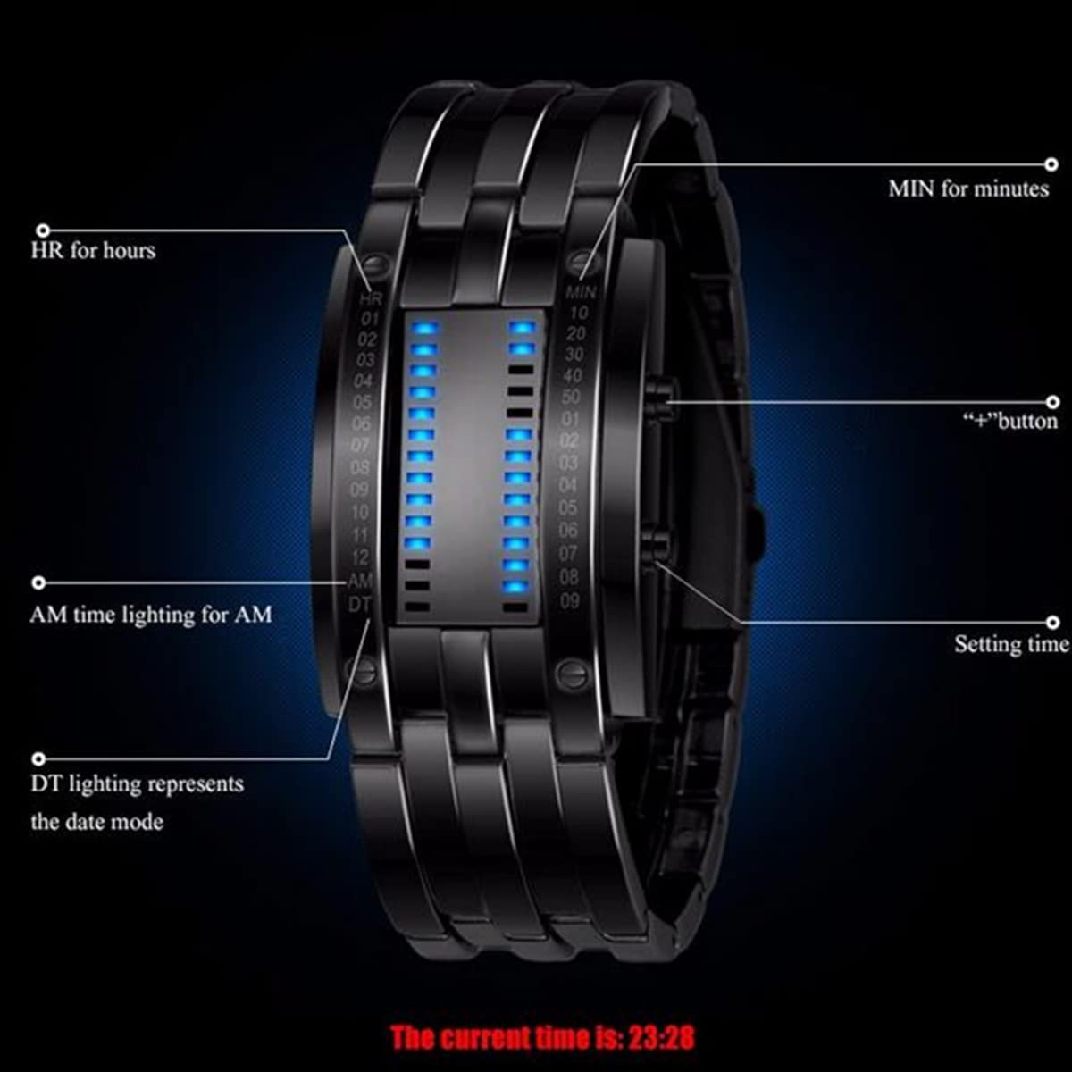 Foto 6 pulgar | Venta Internacional - Reloj Pintime Binary Matrix Digital Led 50 M Resistente Al Agua Para Hombre