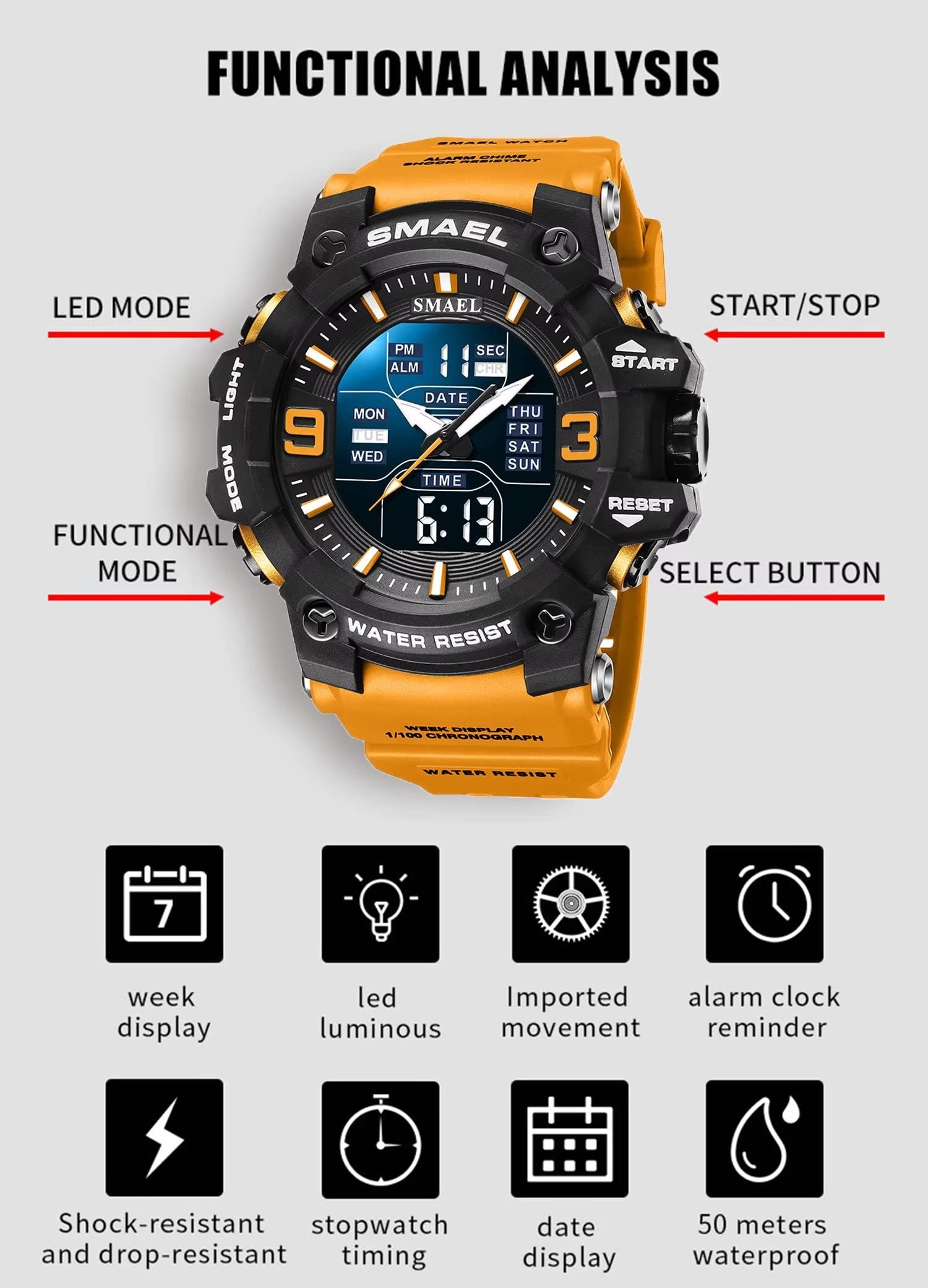 Foto 4 pulgar | Venta Internacional - Reloj Deportivo Hooshu Waterproof Military Para Hombre