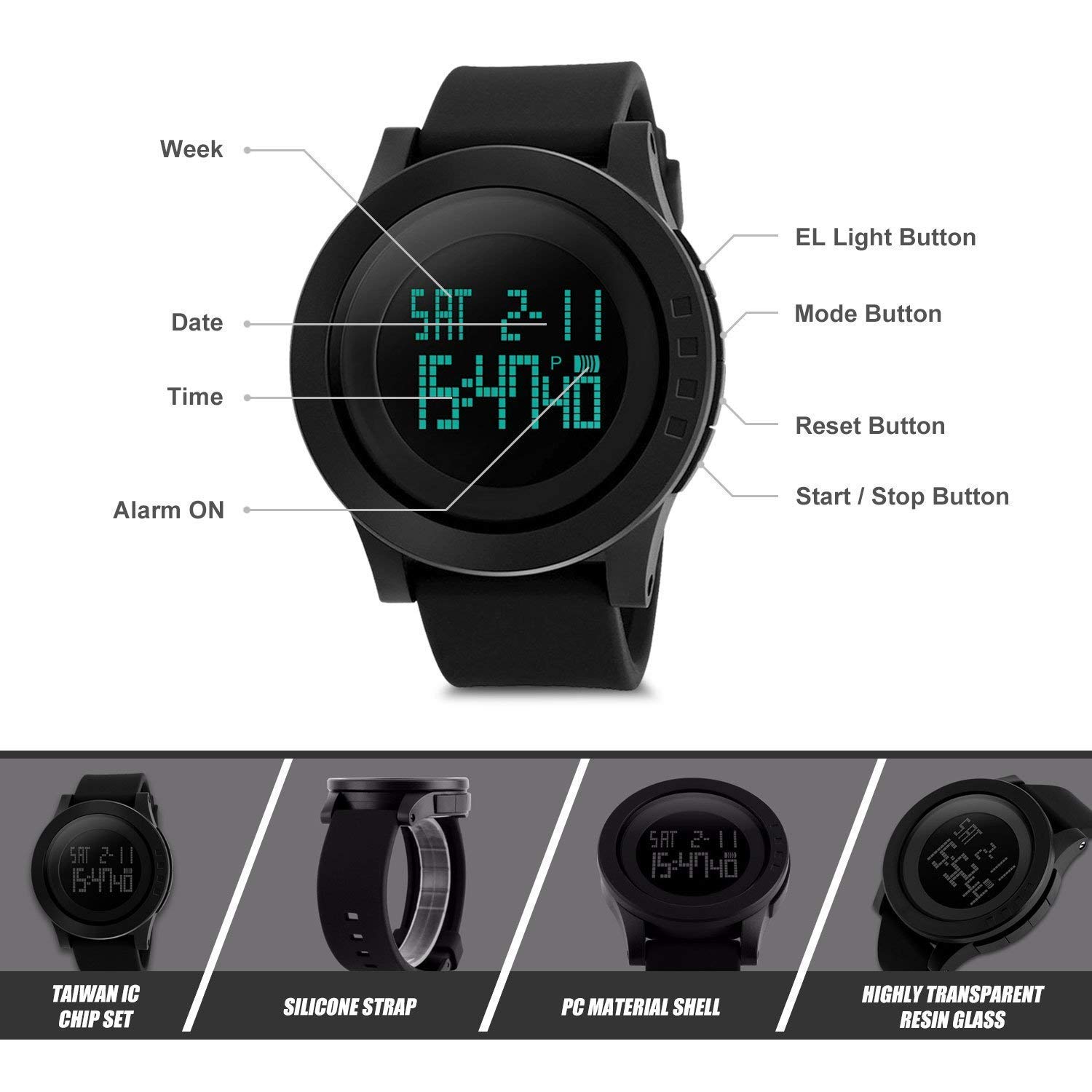 Foto 7 pulgar | Venta Internacional - Reloj Deportivo Digital Led Impermeable Para Hombre Skmei 1142