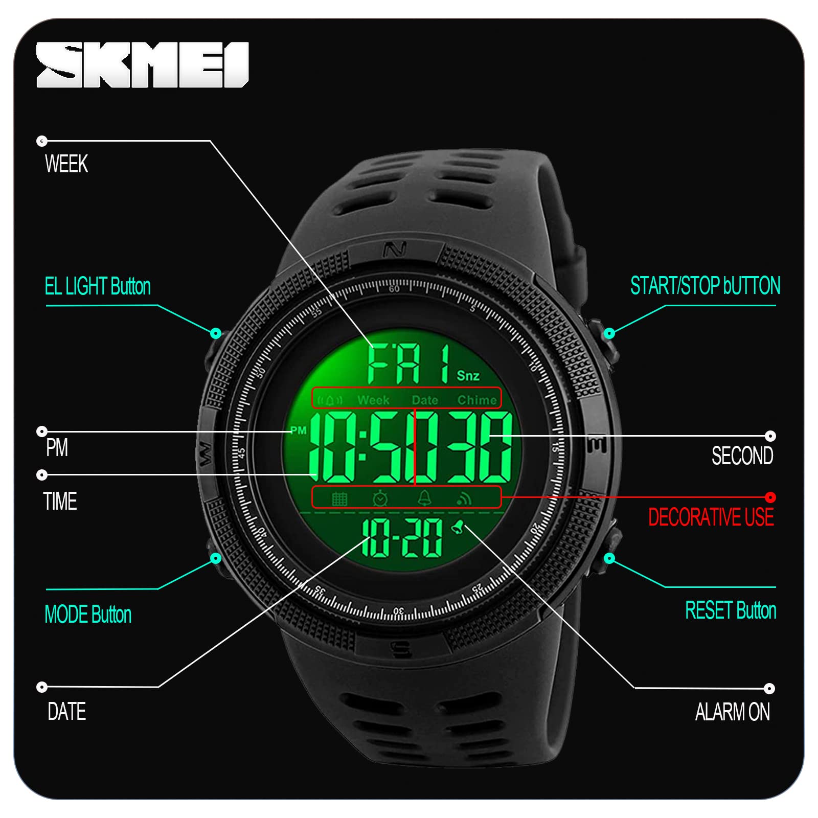 Foto 6 pulgar | Venta Internacional - Reloj Deportivo Digital Led Skmei Resistente al Agua 50 m para Hombre