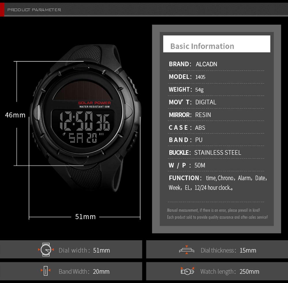 Foto 7 pulgar | Venta Internacional - Reloj Deportivo Alcadan Solar Digital Led para Hombre