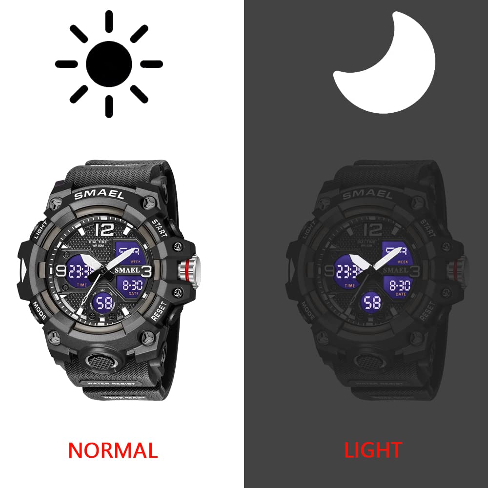 Foto 5 pulgar | Venta Internacional - Reloj Deportivo Smael 8008 Dual Timezone Led Impermeable Negro