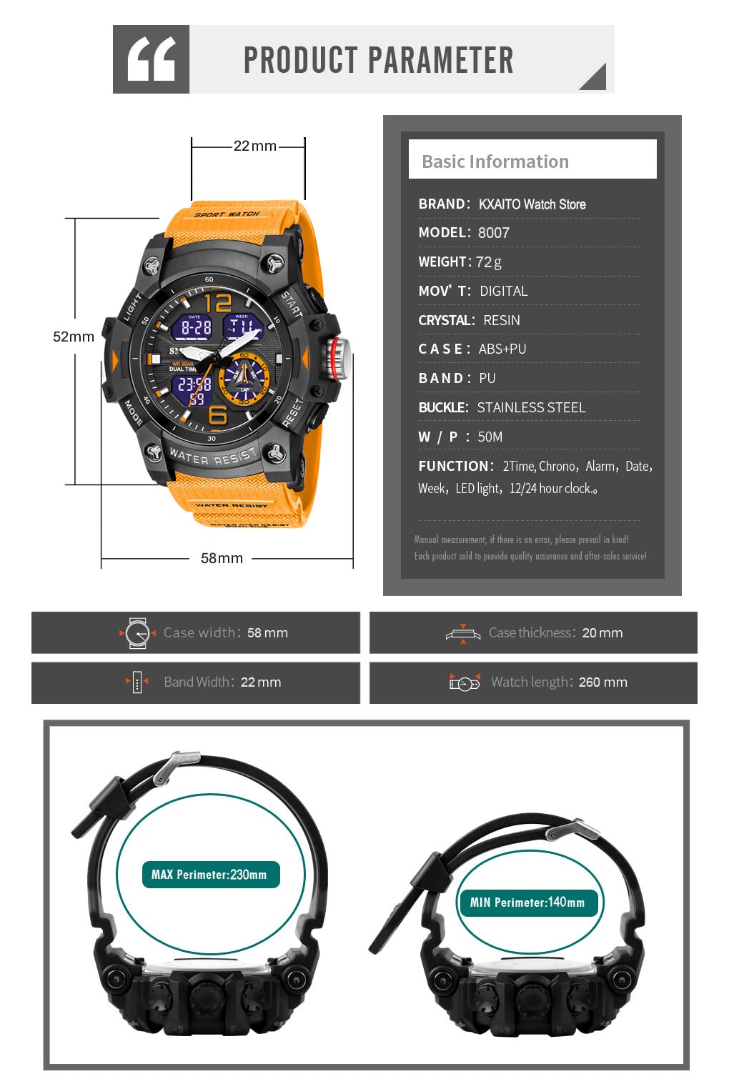 Foto 4 pulgar | Venta Internacional-Reloj Kxaito Naranja para Hombre