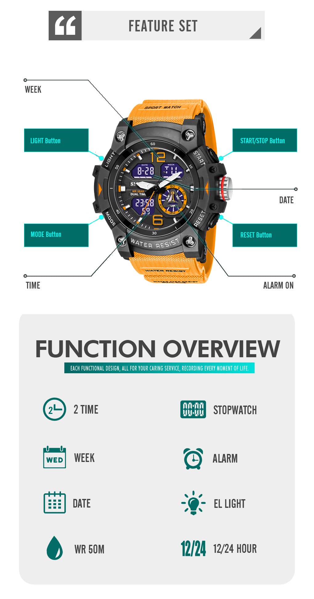 Foto 5 pulgar | Venta Internacional-Reloj Kxaito Naranja para Hombre