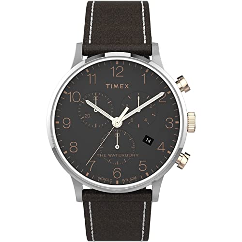 Foto 3 pulgar | Vestido Watch Timex Tw2t71500 Marrón Oscuro/plateado Para Hombre - Venta Internacional.