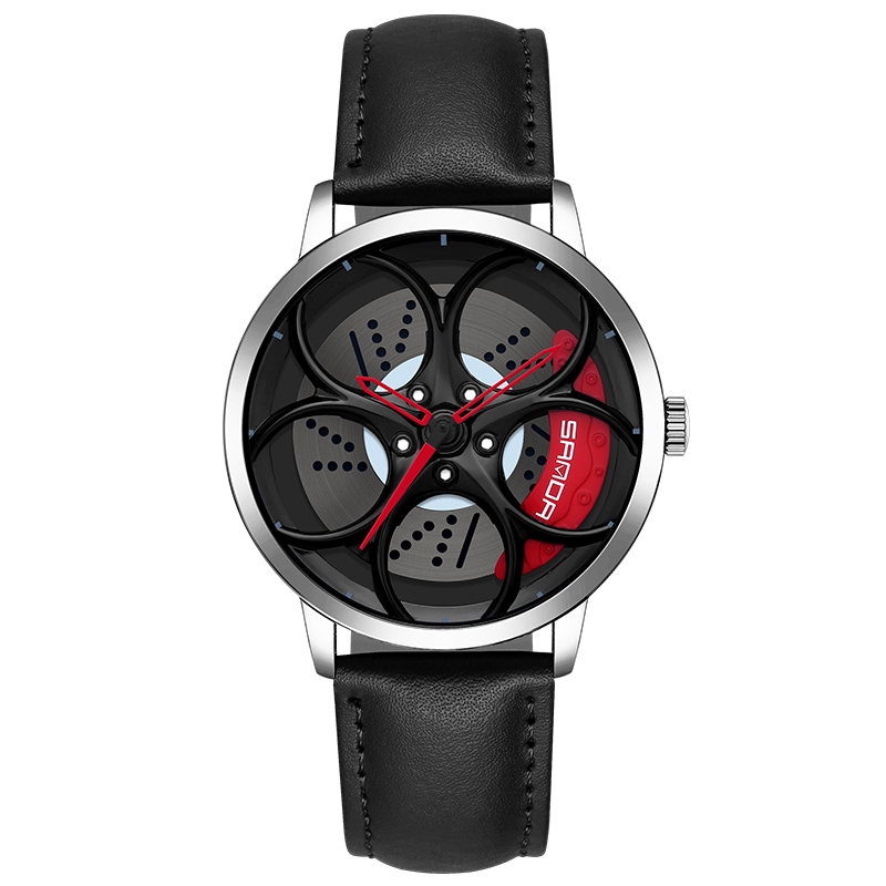 Reloj 3d Sunda 1070 Hollow Quartz Para Hombre Con Cinturón De Cuero Rojo - Venta Internacional.