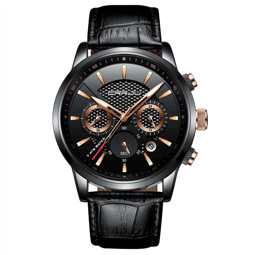 Reloj CRRJU de Cuero Negro para Hombre - Venta Internacional