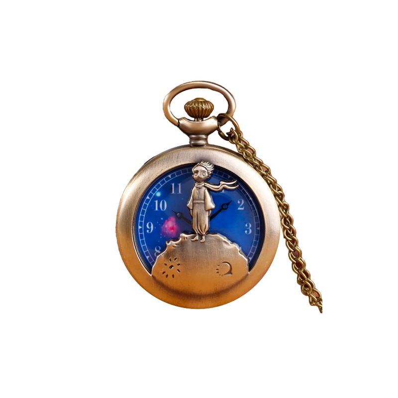 Reloj De Bolsillo El Principito De Cuarzo De Metal De 4 Cm Con Cadena - Venta Internacional.