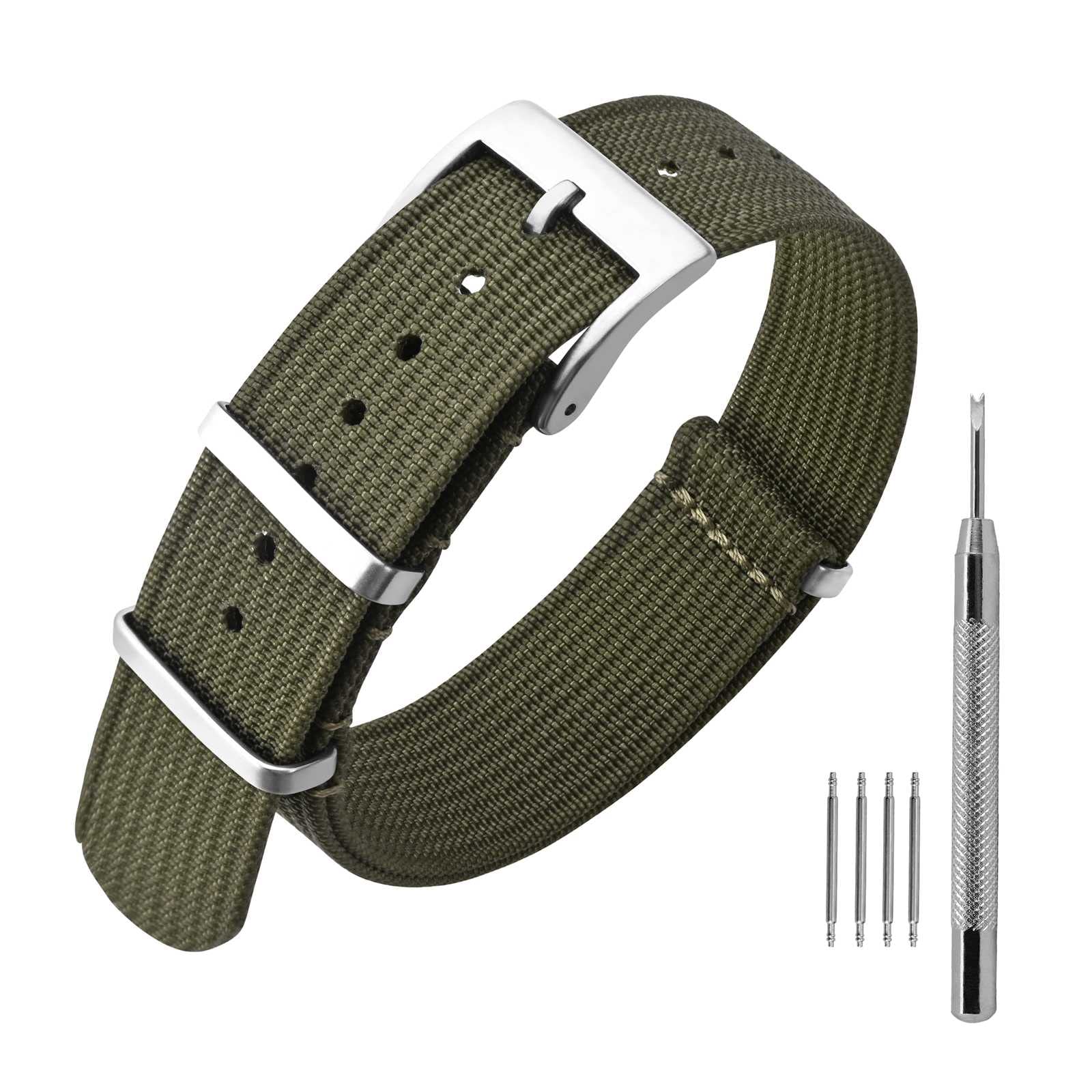 Foto 2 pulgar | Correa de Reloj Annefit de Nailon Impermeable Verde Militar - Venta Internacional