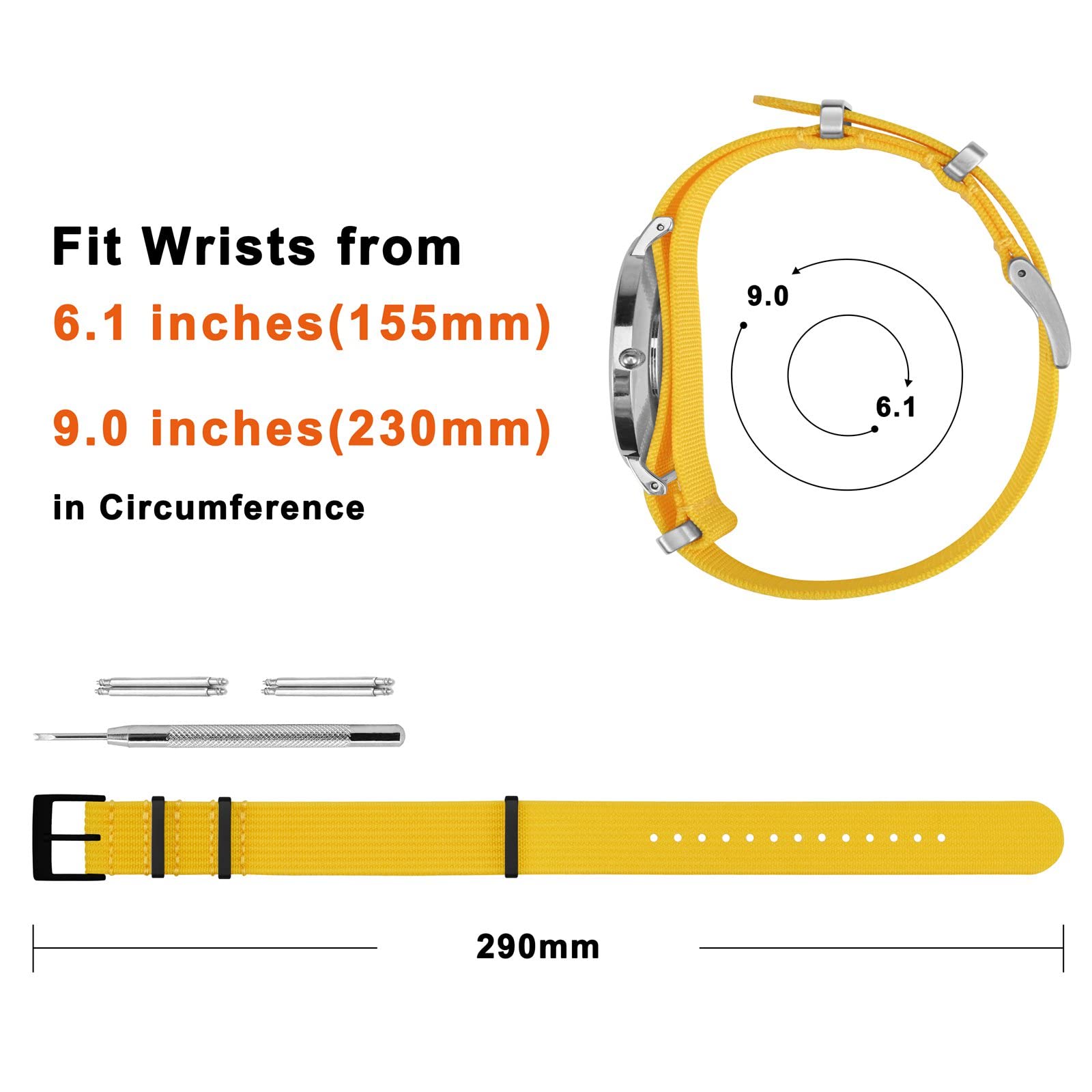 Foto 4 | Correa de Reloj Annefit de Nailon 18 mm Impermeable - Venta Internacional