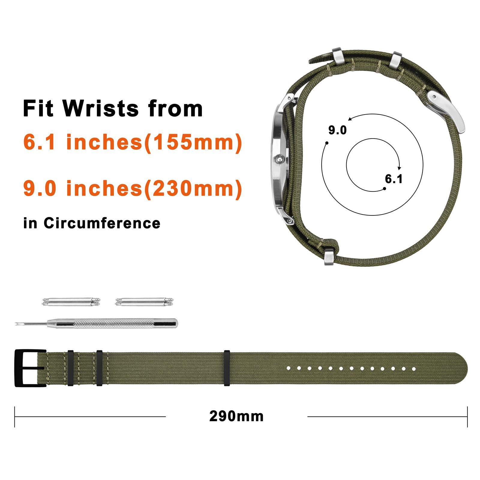 Foto 4 | Correa de Reloj Annefit de Nailon 16 mm Impermeable - Venta Internacional