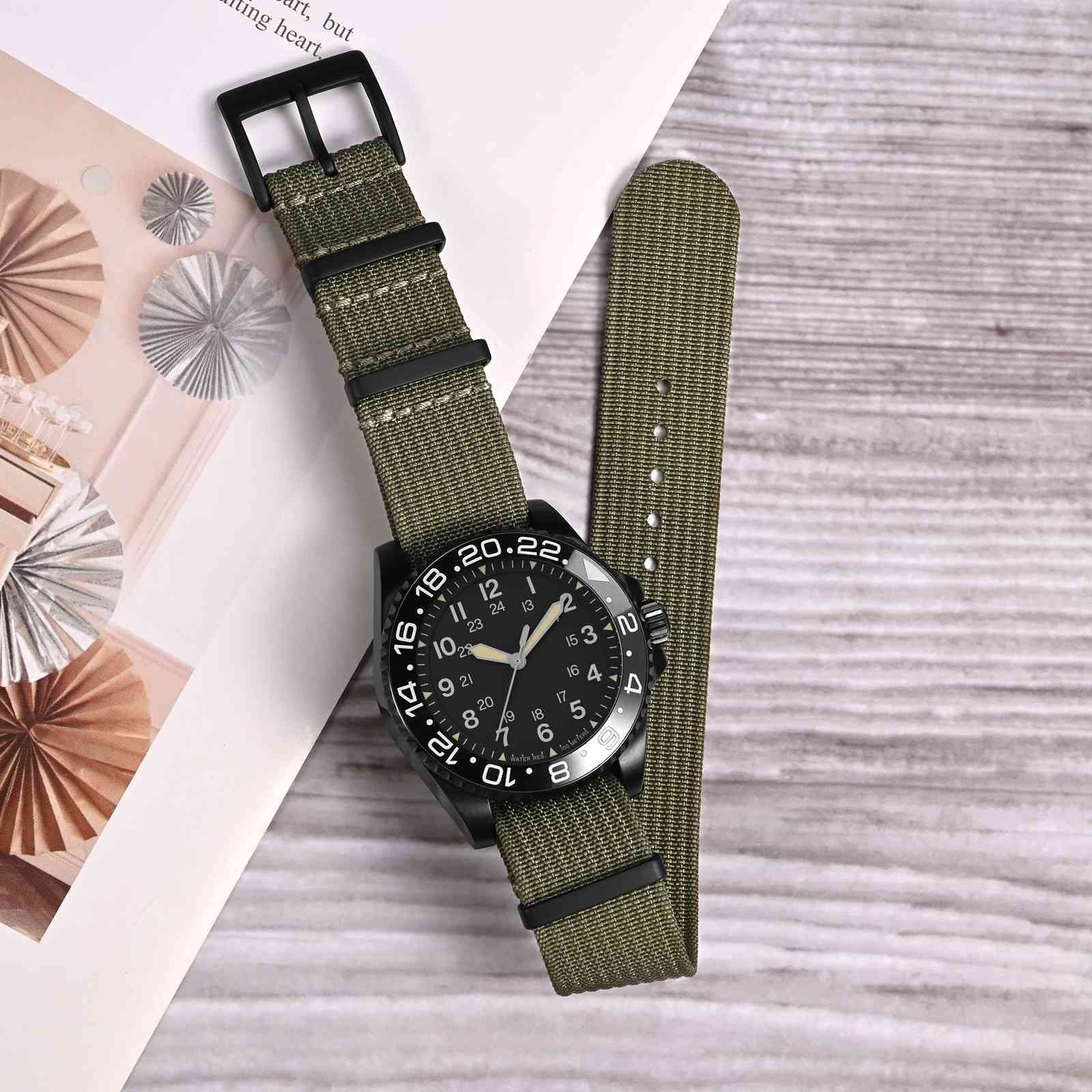 Foto 2 | Correa de Reloj Annefit Impermeable Verde Militar - Venta Internacional