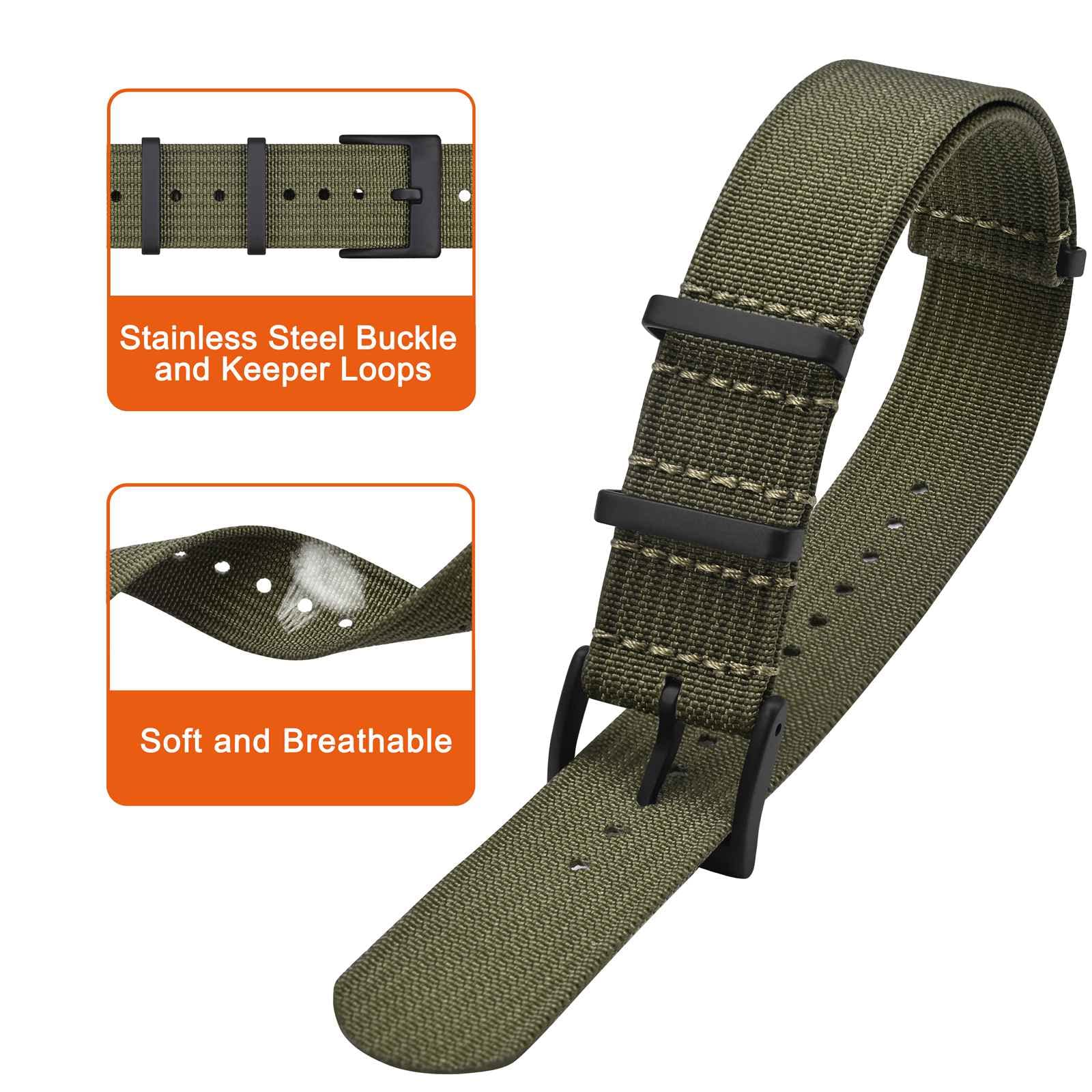 Foto 4 pulgar | Correa de Reloj Annefit Impermeable Verde Militar - Venta Internacional