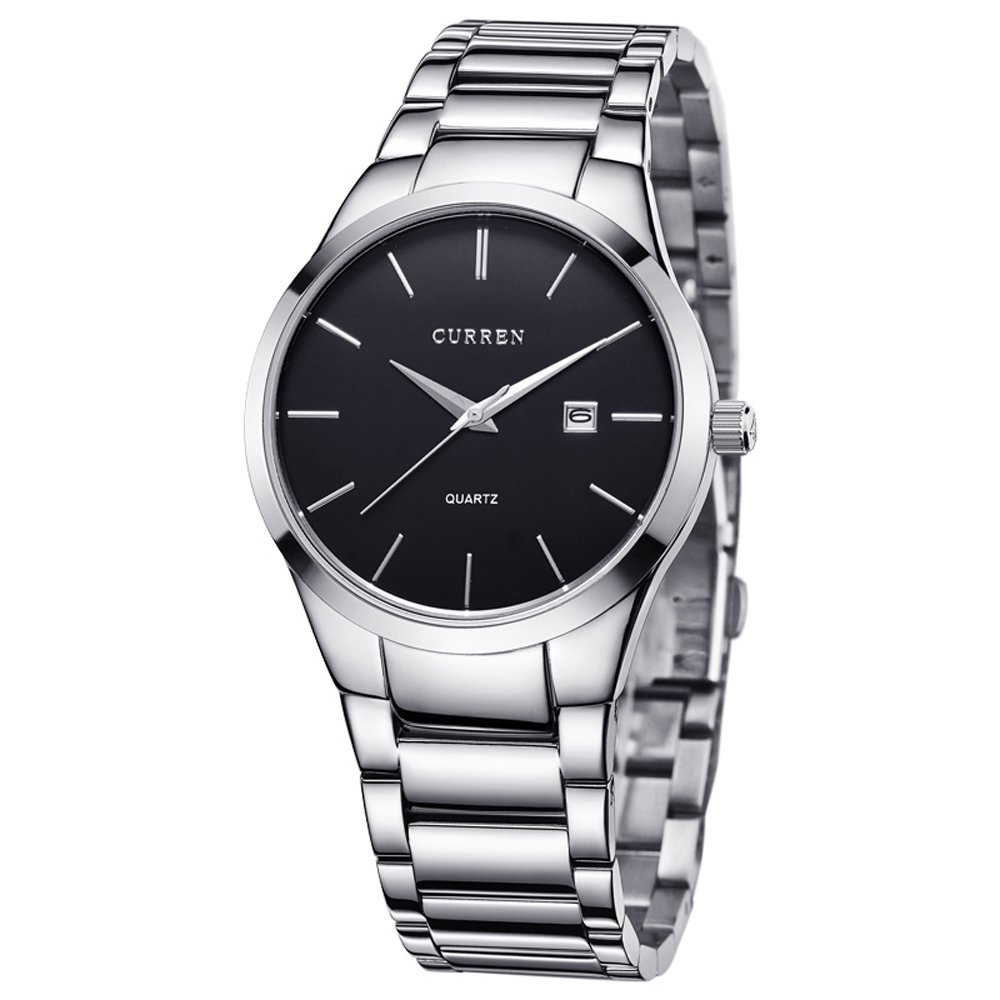 Reloj Curren Classic Correa de Acero Negro y Plateado - Venta Internacional