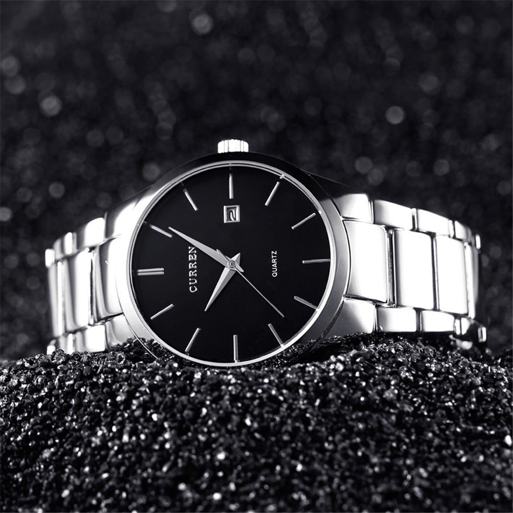 Foto 4 pulgar | Reloj Curren Classic Correa de Acero Negro y Plateado - Venta Internacional