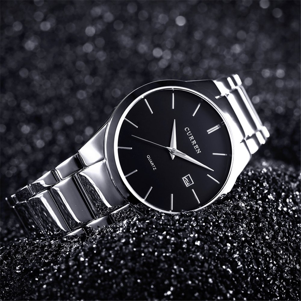 Foto 5 pulgar | Reloj Curren Classic Correa de Acero Negro y Plateado - Venta Internacional