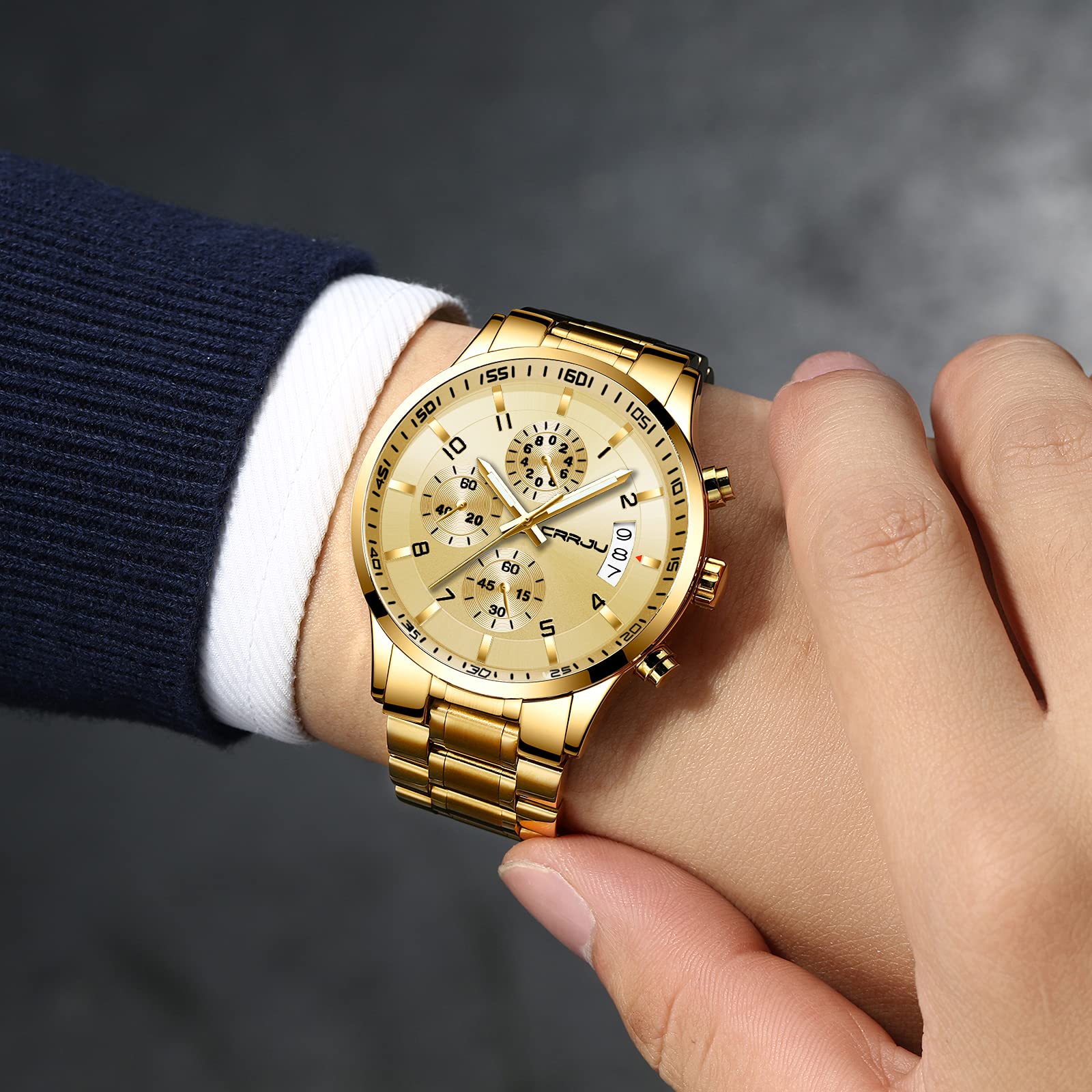 Foto 4 pulgar | Reloj Crrju Golden Luxury Business para Hombre - Venta Internacional