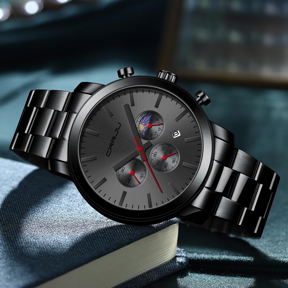 Foto 6 pulgar | Reloj Crrju Luxury Business de Acero Inoxidable Impermeable para Hombre - Venta Internacional
