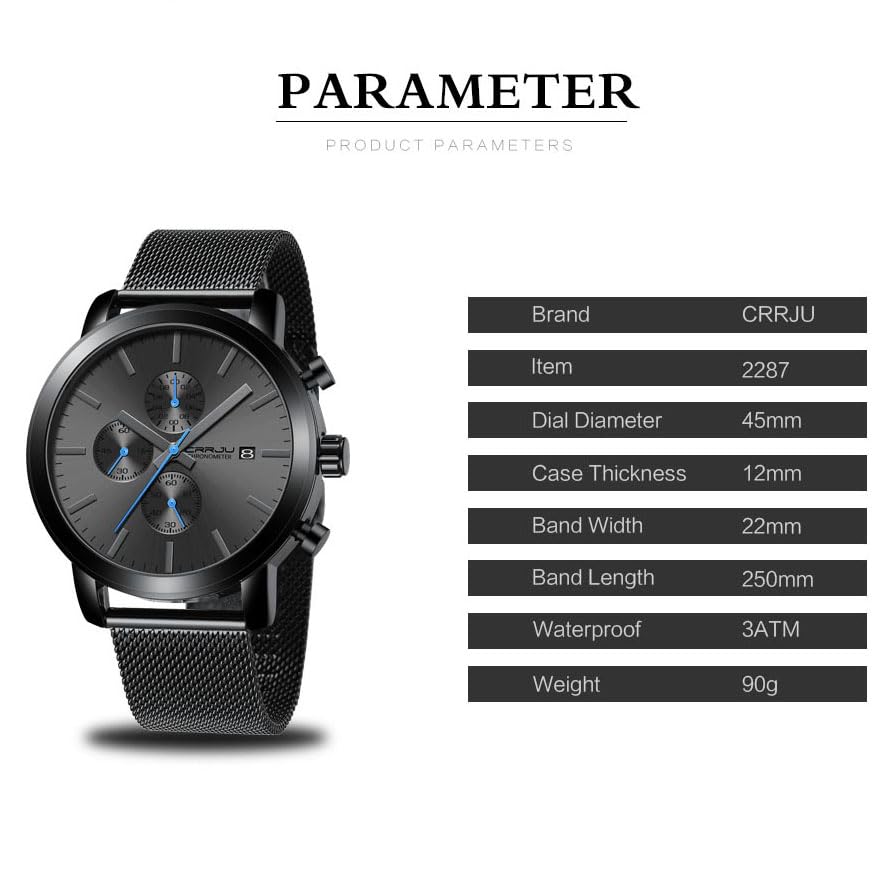 Foto 6 pulgar | Reloj Crrju Fashion Business de Acero Inoxidable para Hombre - Venta Internacional
