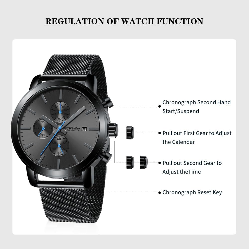 Foto 8 pulgar | Reloj Crrju Fashion Business de Acero Inoxidable para Hombre - Venta Internacional