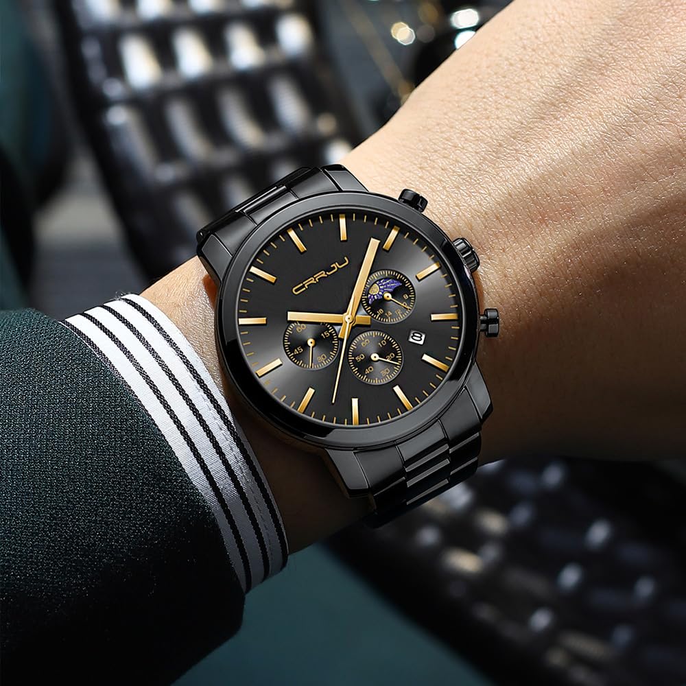Foto 5 pulgar | Reloj Crrju Luxury Business de Acero Inoxidable Impermeable para Hombre - Venta Internacional