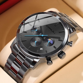 Foto 6 | Reloj Crrju The Moon de Acero Inoxidable Impermeable para Hombre - Venta Internacional