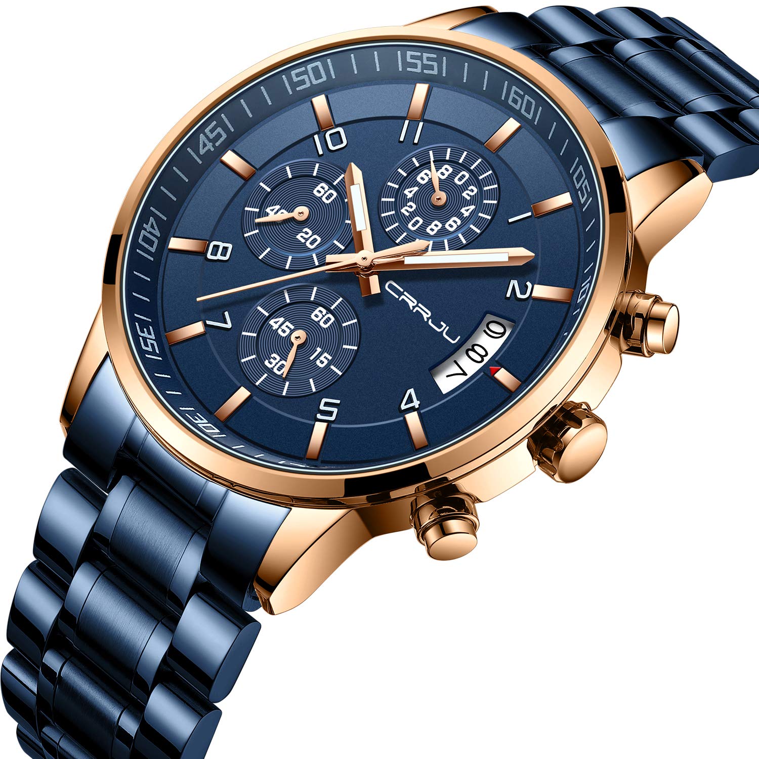 Foto 3 pulgar | Reloj Crrju Azul para Hombre-Venta Internacional