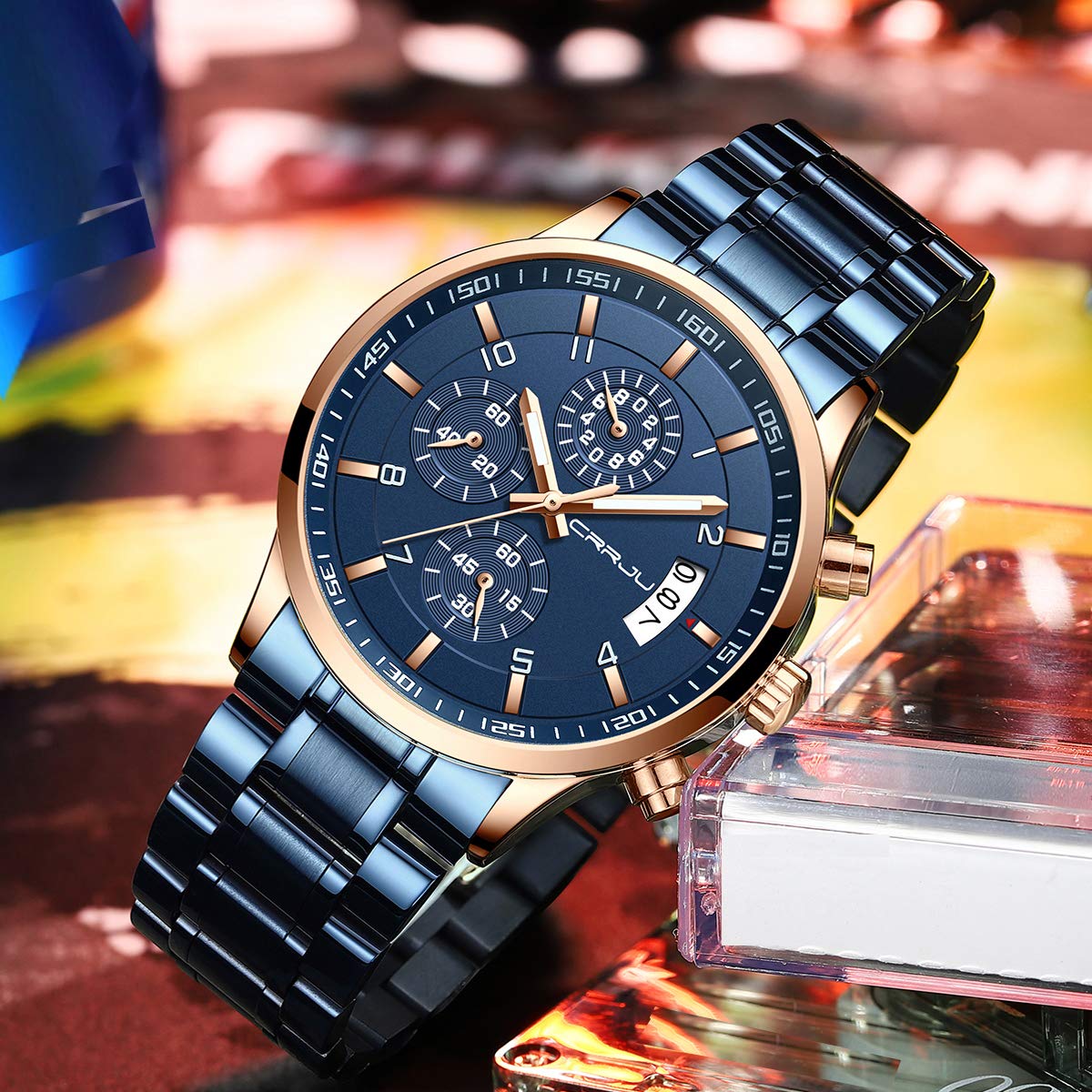 Foto 4 pulgar | Reloj Crrju Azul para Hombre-Venta Internacional