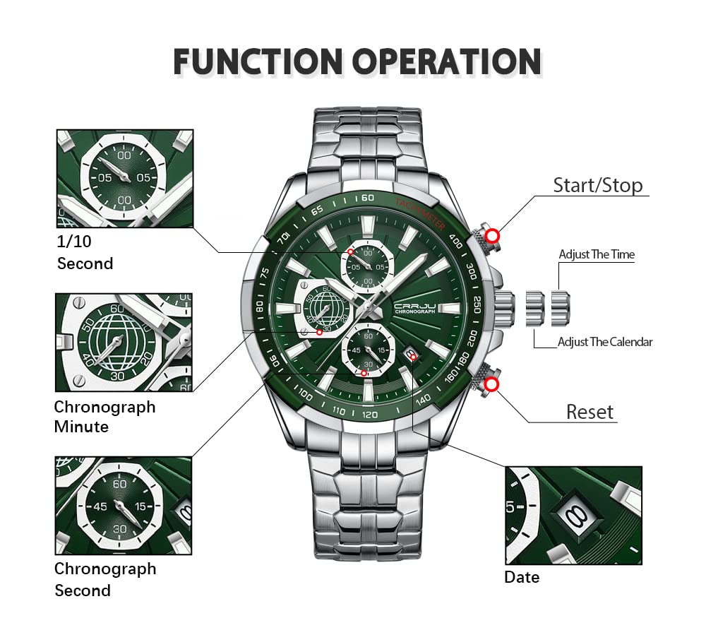 Foto 5 pulgar | Reloj Crrju Fashion de Acero Inoxidable de Lujo para Hombre 30 M - Venta Internacional