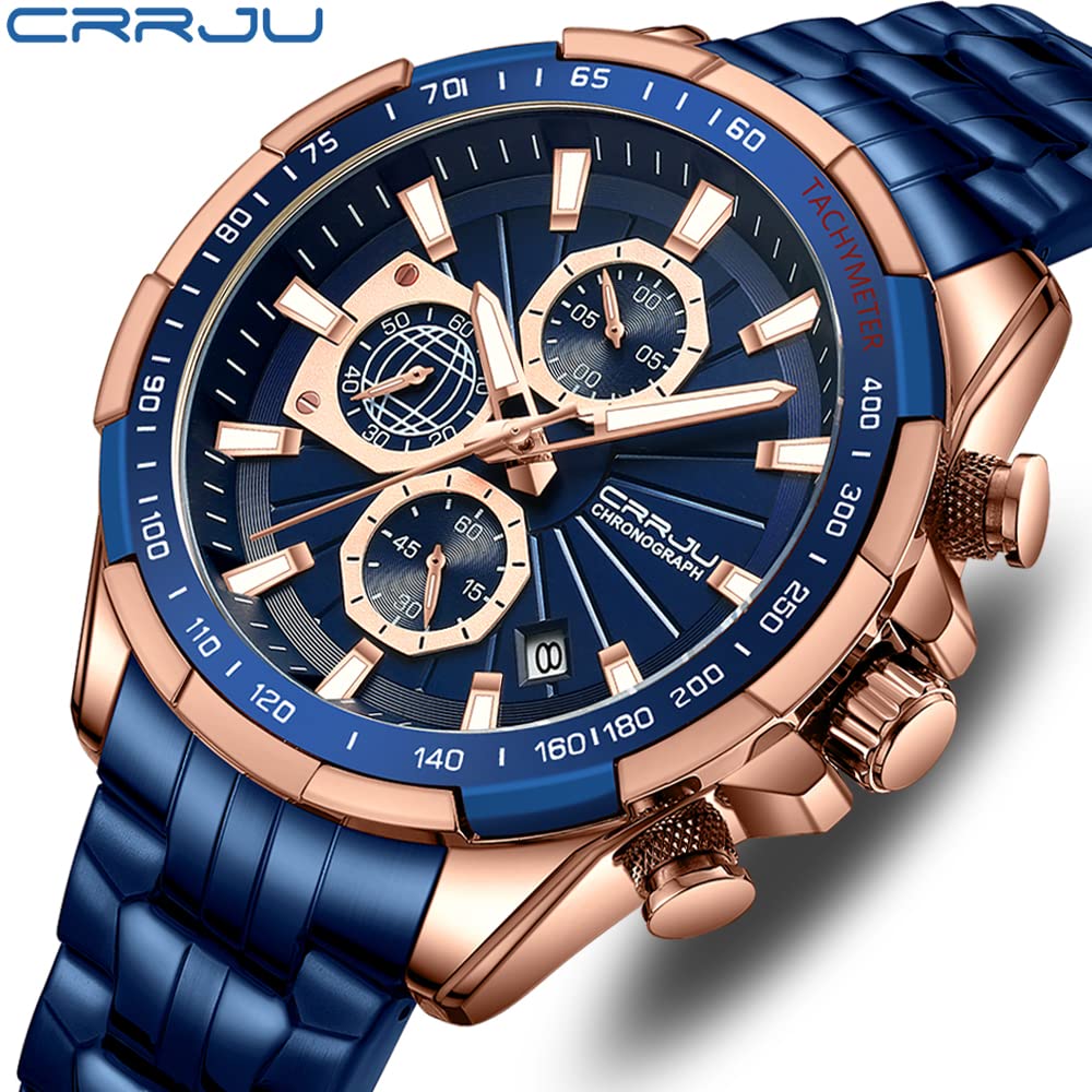 Foto 3 pulgar | Reloj CRRJU Analógico con Cronógrafo y Fecha para Hombre - Venta Internacional