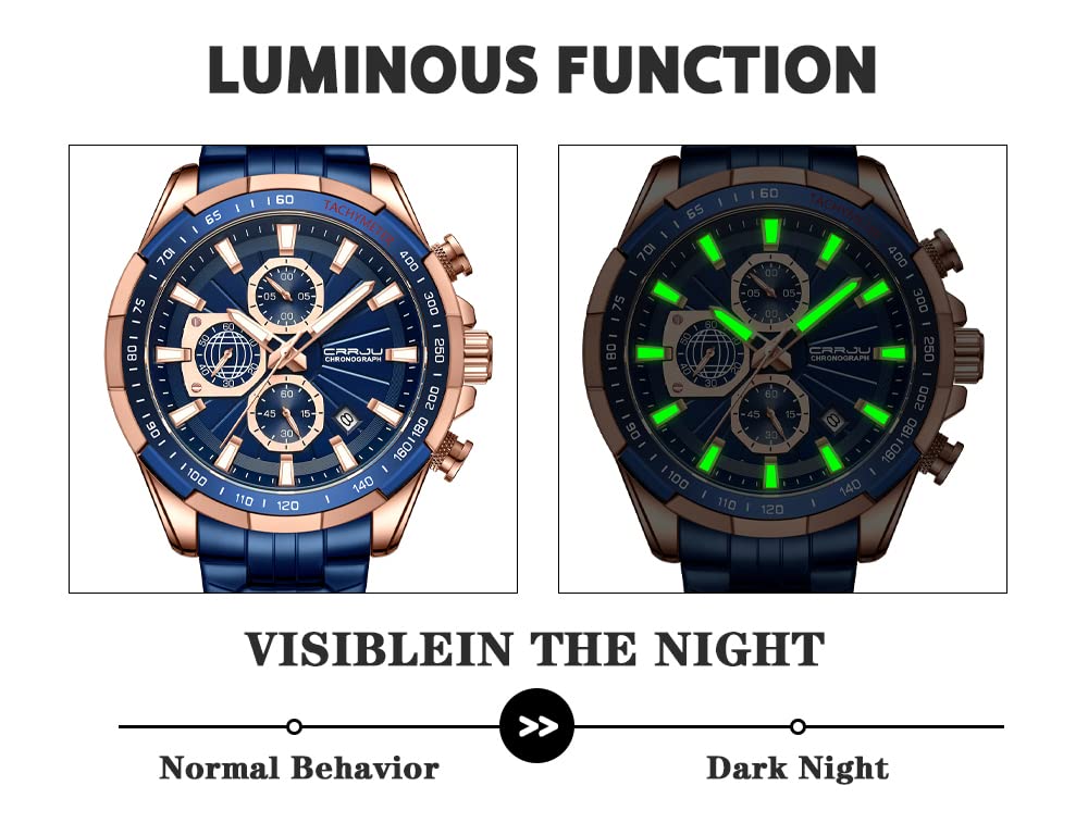 Foto 6 pulgar | Reloj CRRJU Analógico con Cronógrafo y Fecha para Hombre - Venta Internacional