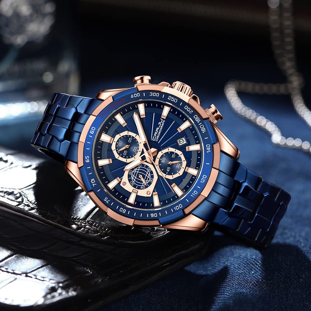 Foto 7 pulgar | Reloj CRRJU Analógico con Cronógrafo y Fecha para Hombre - Venta Internacional