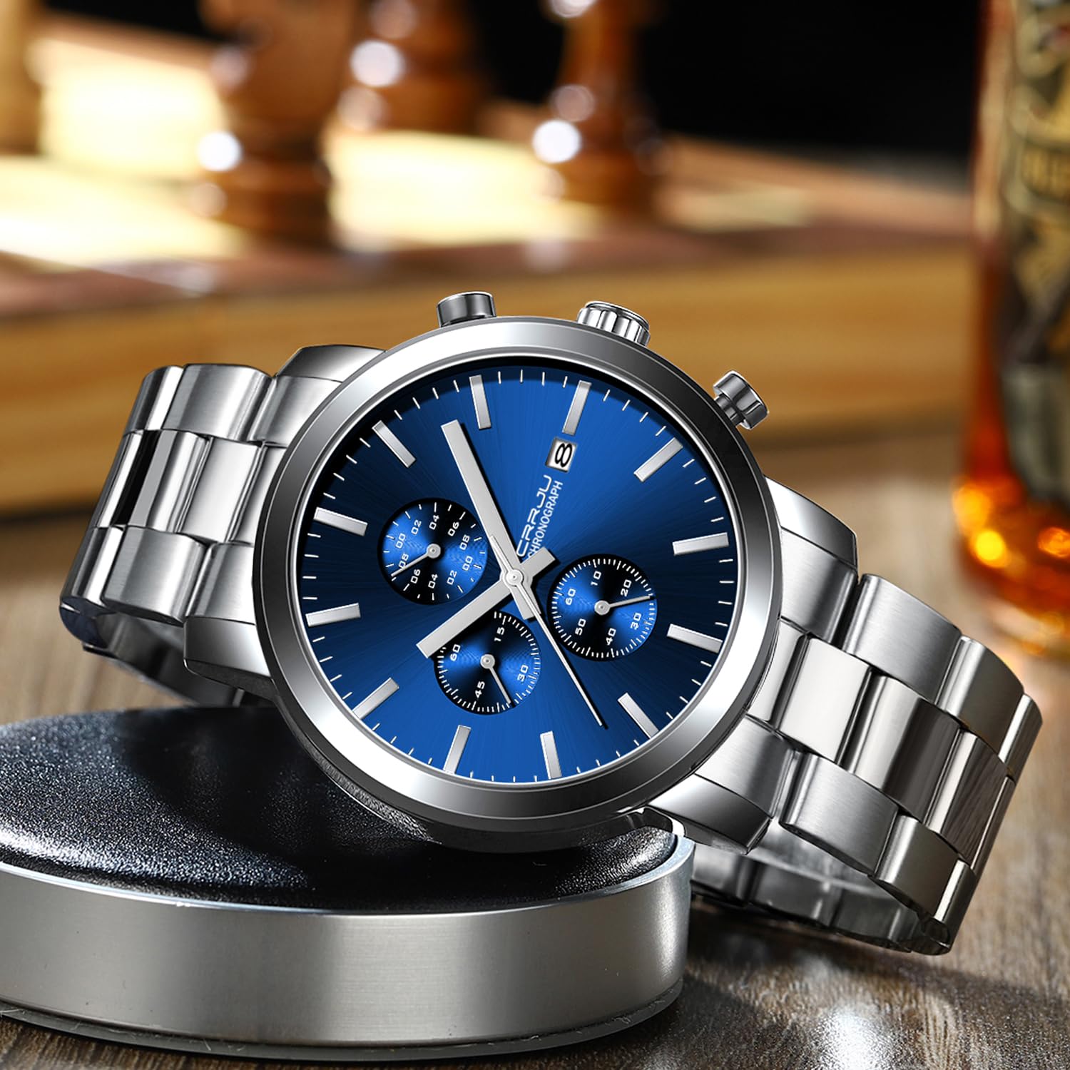 Foto 4 pulgar | Reloj Crrju Luxury Business de Acero Inoxidable Impermeable para Hombre - Venta Internacional