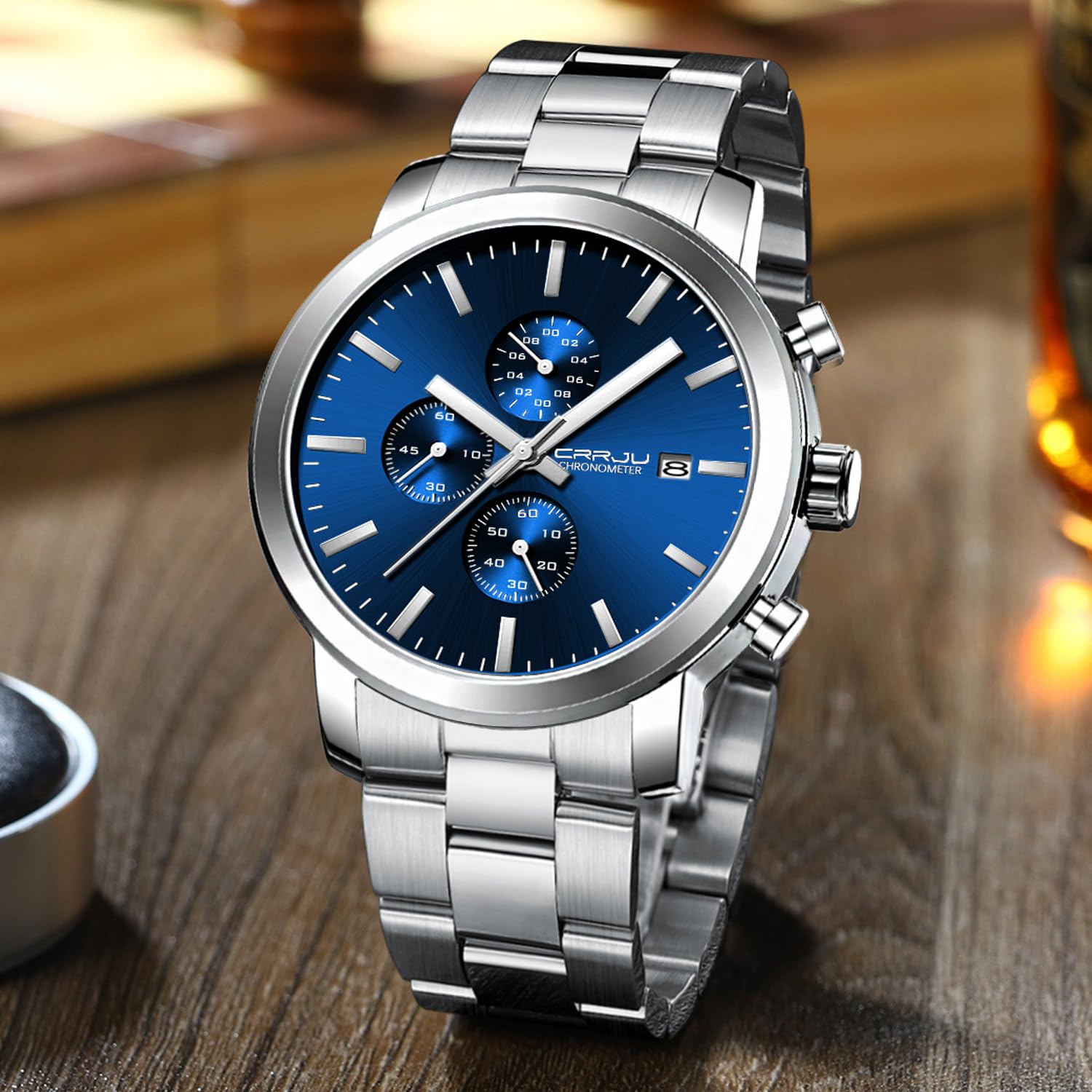 Foto 5 pulgar | Reloj Crrju Luxury Business de Acero Inoxidable Impermeable para Hombre - Venta Internacional