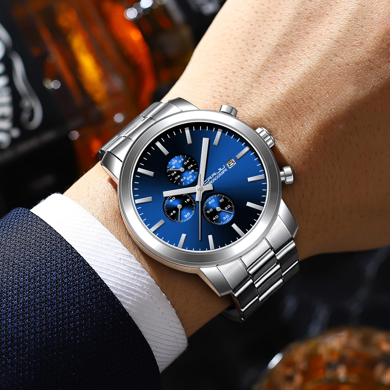 Foto 6 pulgar | Reloj Crrju Luxury Business de Acero Inoxidable Impermeable para Hombre - Venta Internacional