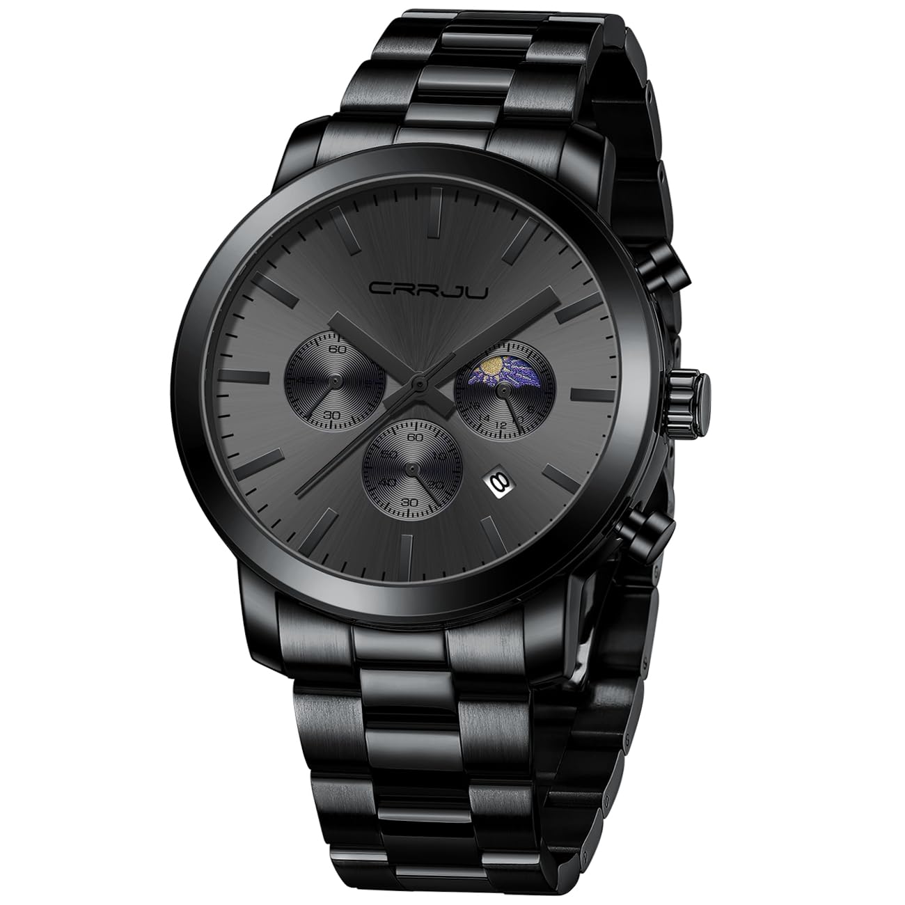 Foto 2 pulgar | Reloj Crrju The Moon para Hombre de Acero Inoxidable Impermeable - Venta Internacional