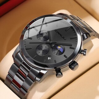Foto 3 | Reloj Crrju The Moon para Hombre de Acero Inoxidable Impermeable - Venta Internacional
