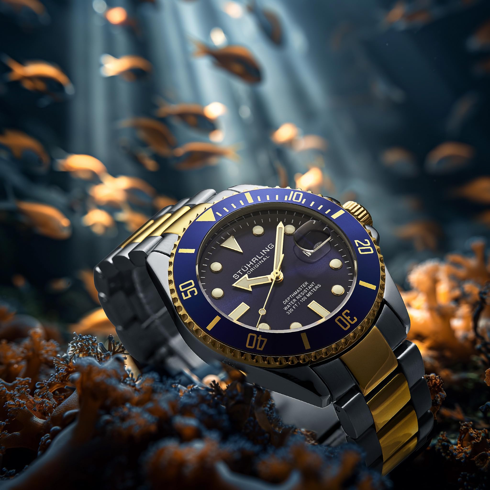 Foto 7 pulgar | Reloj Stuhrling Original Dive Para Hombre Con Esfera Azul Suiza De 100 M - Venta Internacional.