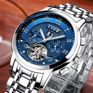 Foto 2 | Reloj Lige Fashion Plateado Azul 40mm para Hombre - Venta Internacional