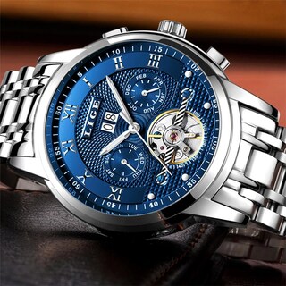 Foto 3 | Reloj Lige Fashion Plateado Azul 40mm para Hombre - Venta Internacional