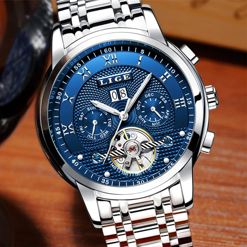 Foto 5 pulgar | Reloj Lige Fashion Plateado Azul 40mm para Hombre - Venta Internacional