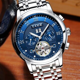 Foto 4 | Reloj Lige Fashion Plateado Azul 40mm para Hombre - Venta Internacional