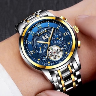 Foto 5 | Reloj Lige Fashion Plateado Azul 40mm para Hombre - Venta Internacional