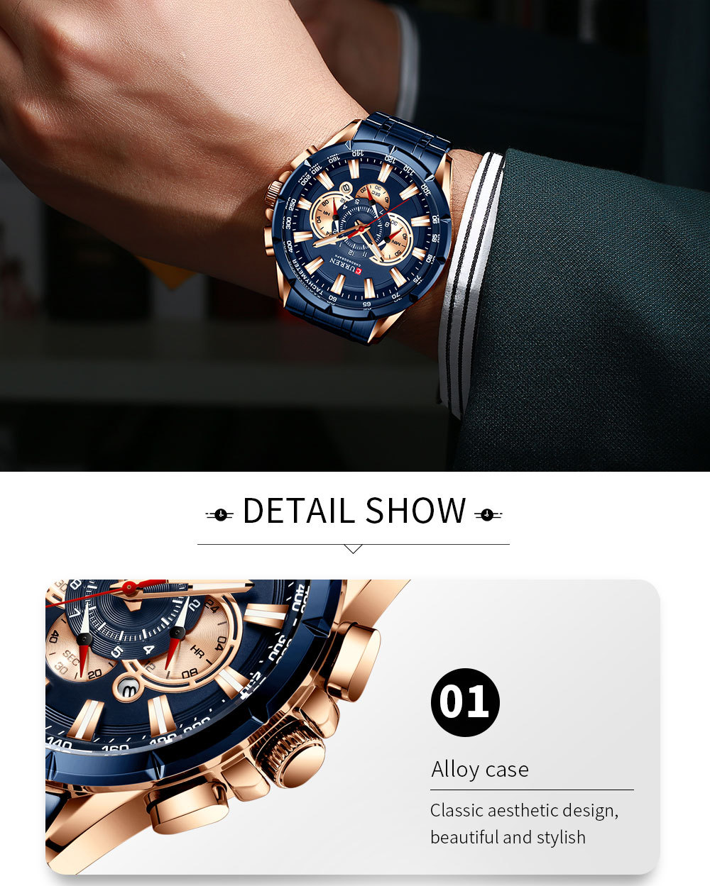 Foto 6 pulgar | Reloj Curren Curren 8363 Quartz De 6 Pines Para Hombre Con Calendario - Venta Internacional.