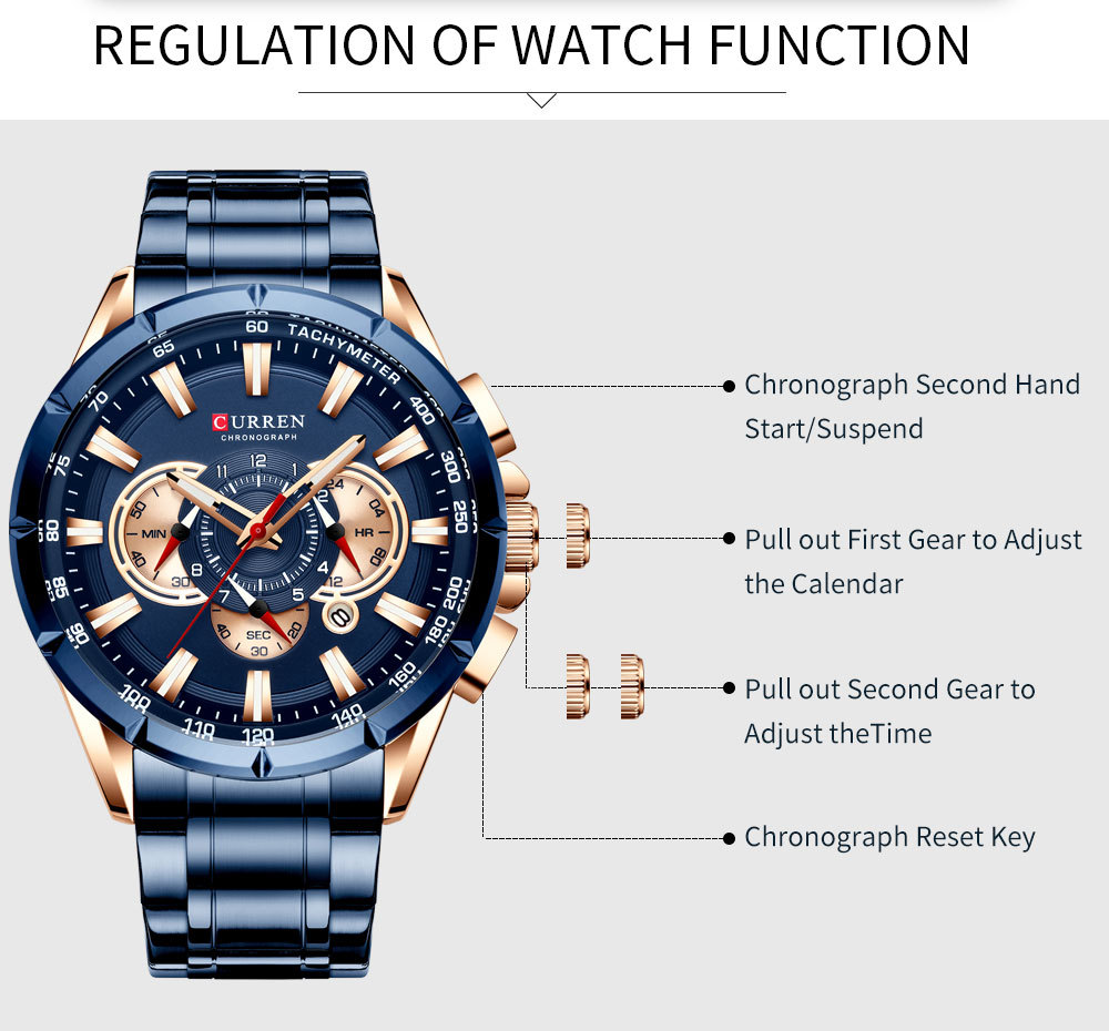 Foto 7 | Reloj Curren Curren 8363 Quartz De 6 Pines Para Hombre Con Calendario - Venta Internacional.