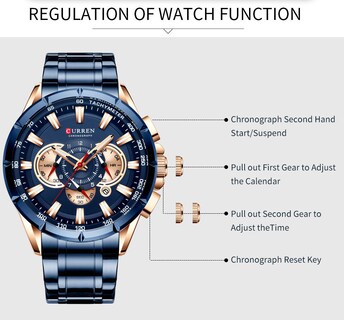 Foto 7 | Reloj Curren Curren 8363 Quartz De 6 Pines Para Hombre Con Calendario - Venta Internacional.