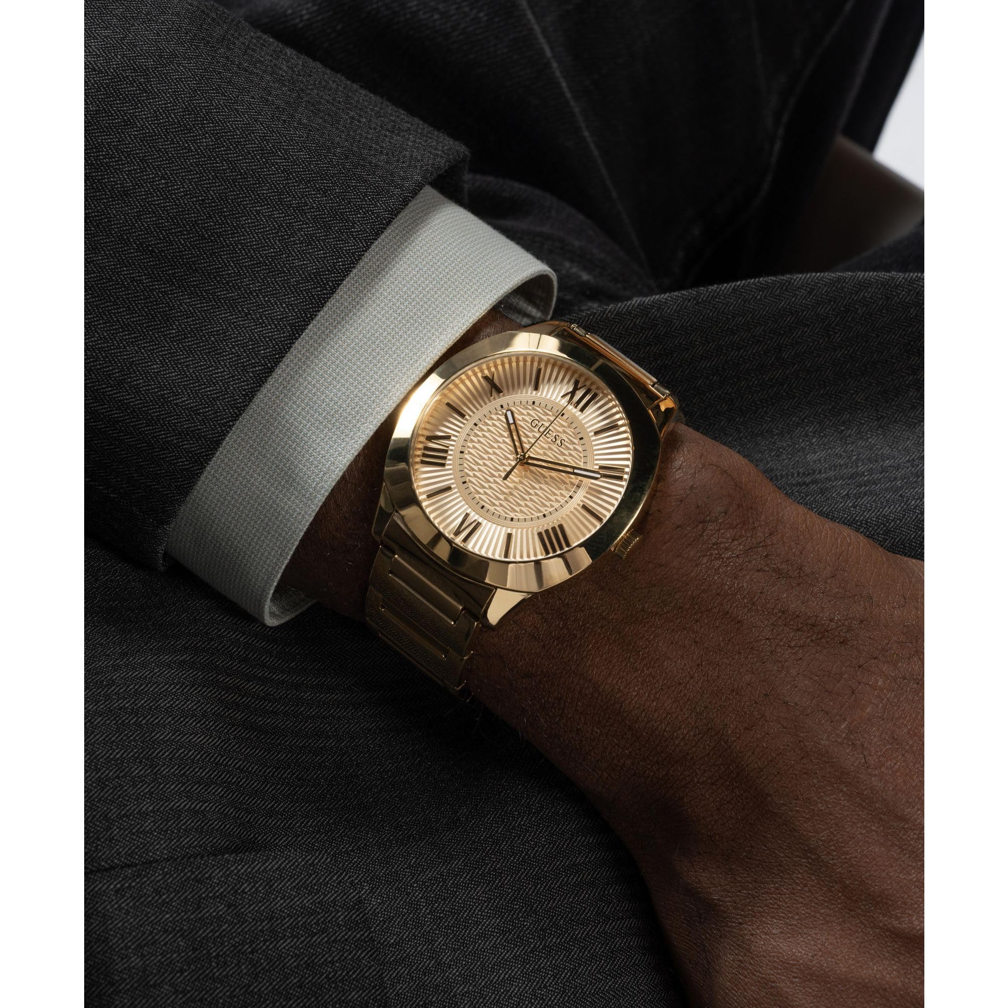 Foto 7 pulgar | Reloj Guess Para Hombre, Pulsera Dorada De 44 Mm Con Esfera Color Champán - Venta Internacional.